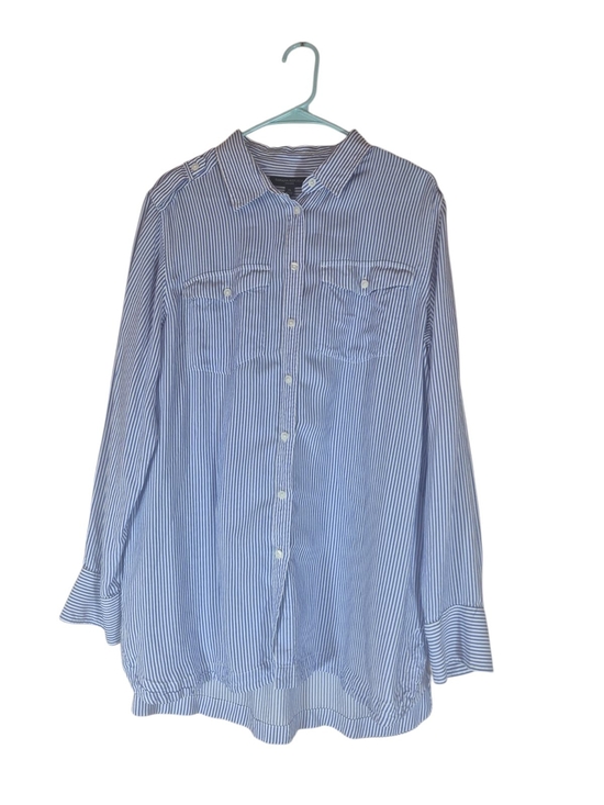Banana Republic Tops - Banana Republic Blue and White Striped Button-Down Shirt
